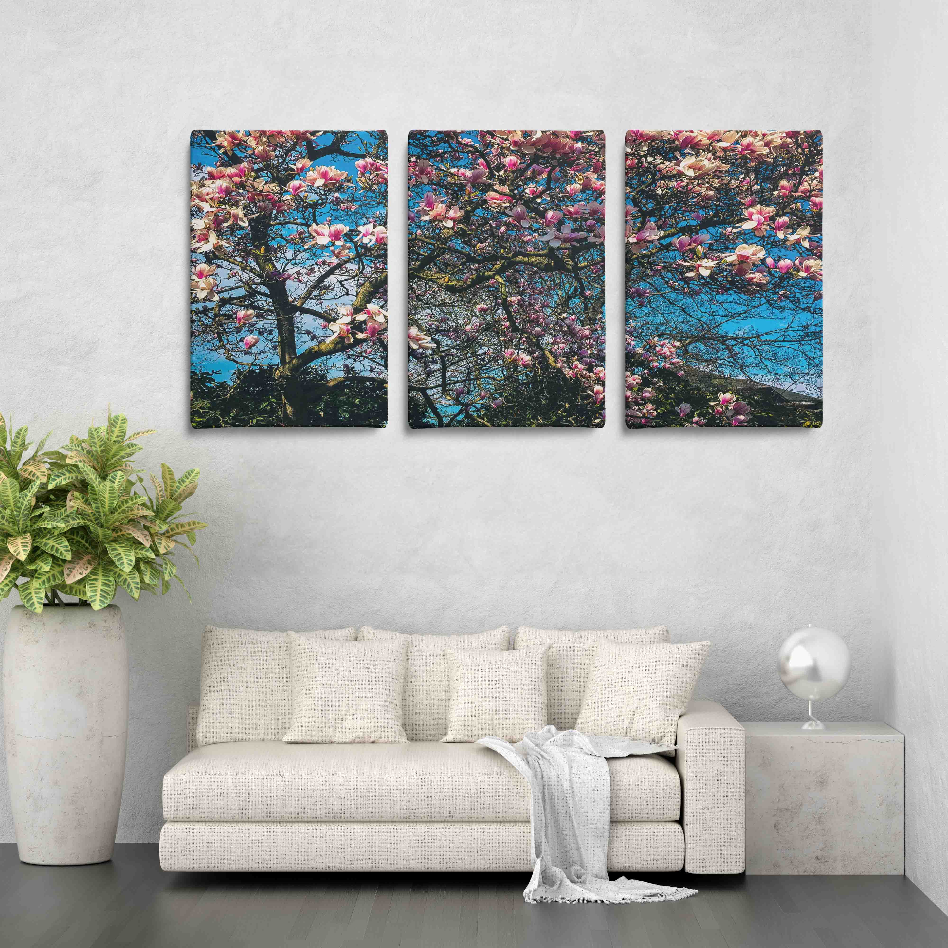 3 Vertical Gallery-Wrapped Canvas Triptych | Split Canvas